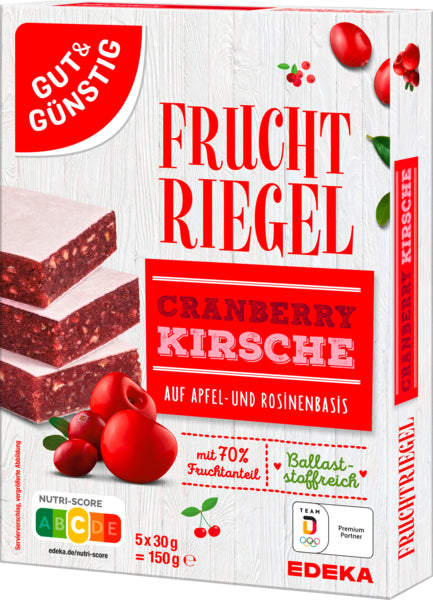 GUT&GÜNSTIG Fruchtriegel Cranberry Kirsche 5x30g