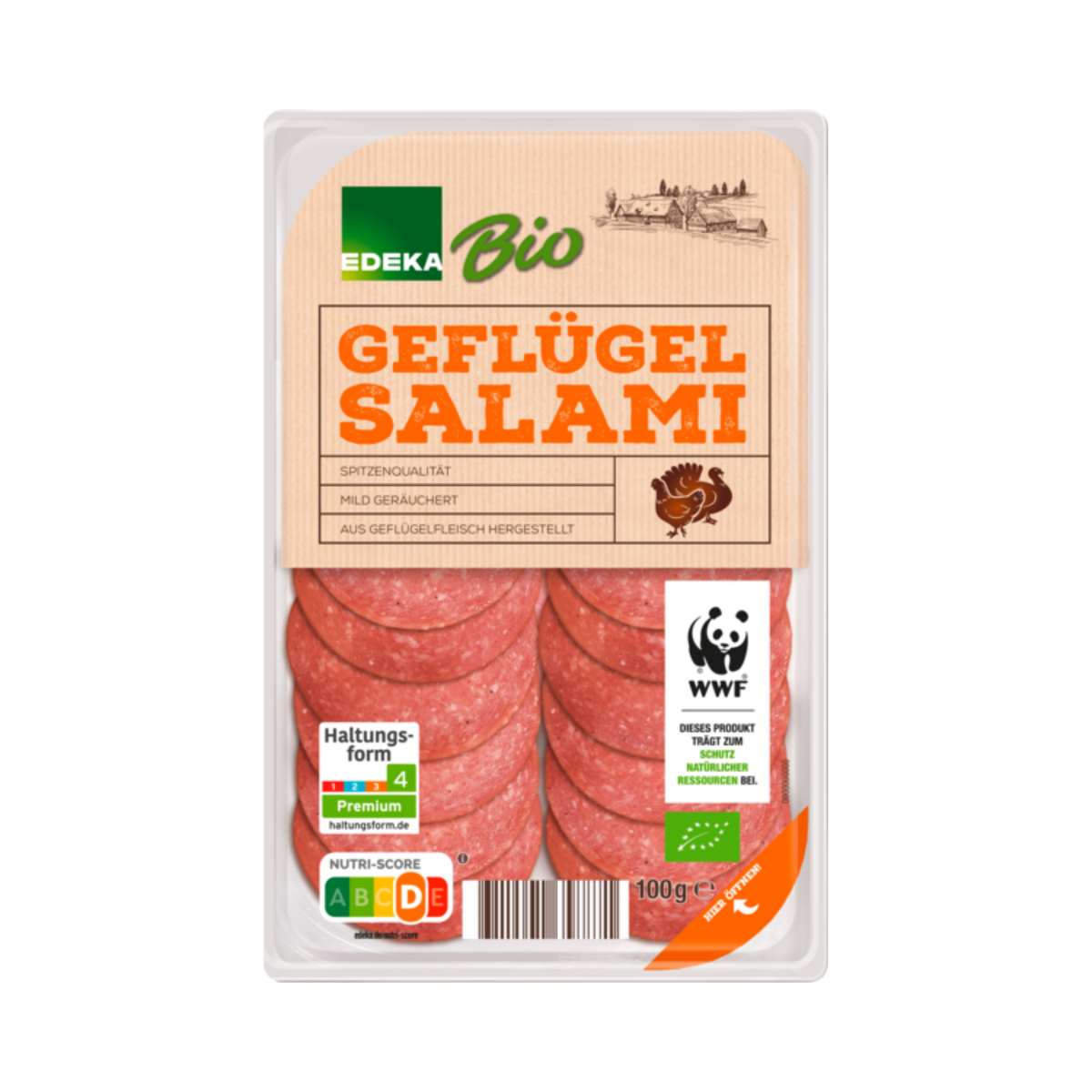 Bio EDEKA Geflügelsalami 100g foodpipe [Lebensmittel-Lieferservice Rostock]