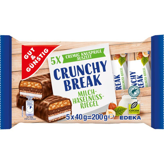 GUT&GÜNSTIG Crunchy Break Riegel 5ST 200g foodpipe [Lebensmittel-Lieferservice Rostock]
