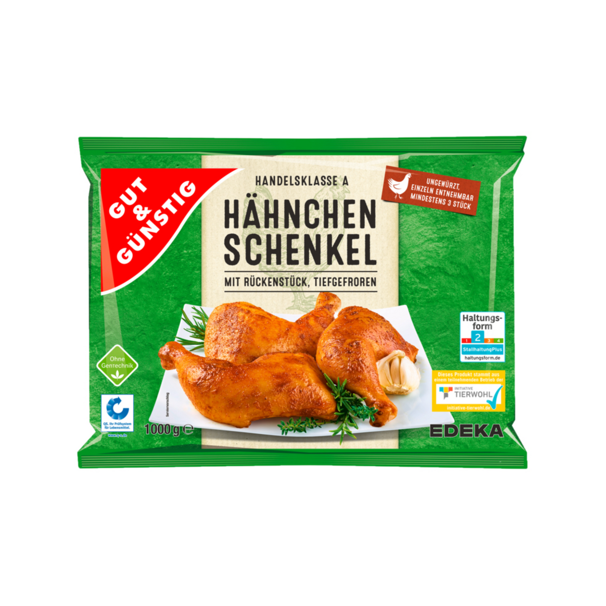 GUT&GÜNSTIG Hähnchenschenkel mit Rückenstück HKL A 1kg VLOG QS ITW foodpipe [Lebensmittel-Lieferservice Rostock]