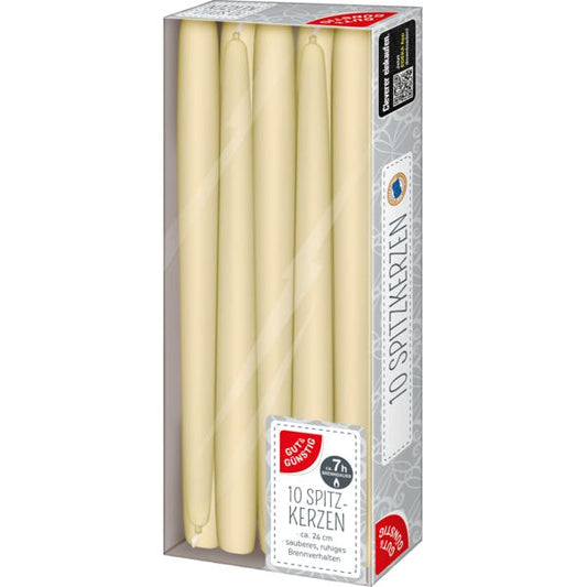 GUT&GÜNSTIG Spitzkerzen creme 10ST foodpipe [Lebensmittel-Lieferservice Rostock]