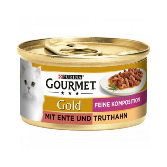 Gourmet Gold Duo Feine Komposition Ente&Truthahn Katzennassnahrung 85g foodpipe [Lebensmittel-Lieferservice Rostock]