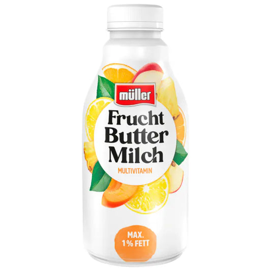 Müller Fruchtbuttermilch Multivitamin 500g DPG foodpipe [Lebensmittel-Lieferservice Rostock]