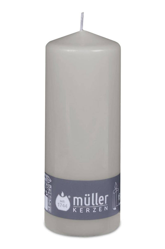 Müller Kerzen Stumpenkerze hellgrau 150x68mm foodpipe [Lebensmittel-Lieferservice Rostock]