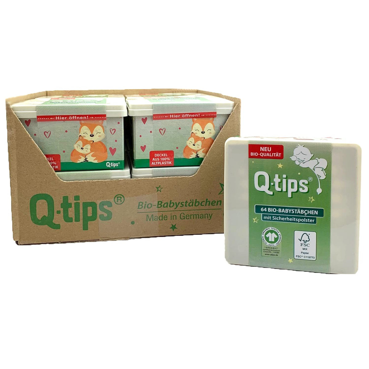 Q-Tips Baby-Wattestäbchen Bio 64ST foodpipe [Lebensmittel-Lieferservice Rostock]